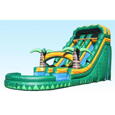 Cina Scivolo d'acqua gonfiabile verde Combo Palm Tree Commercial Kids Curve Water Slide in vendita