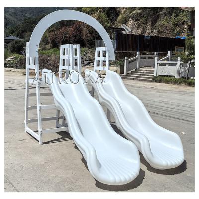 China Slide duplo ao ar livre com arco Equipamento de brinquedo macio branco Slide de plástico Slide de brinquedo infantil à venda