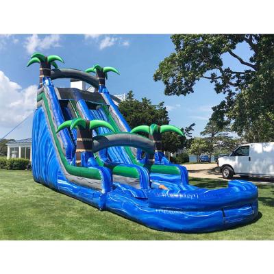 Cina 50ft Inflatable Water Slide Commercial Inflatable Double Water Slide Blue in vendita