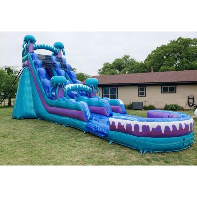 Cina Half Pipe Inflatable Water Slide jellyfish slide ocean large blue bouncy games in vendita