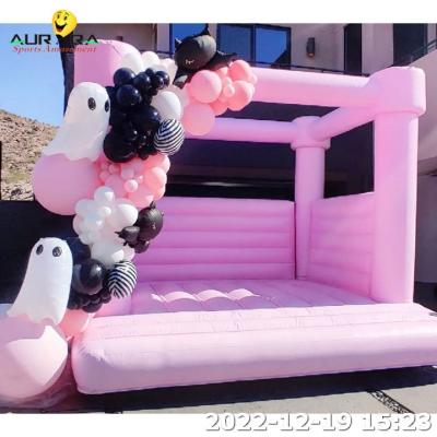 China Niños Comercial Inflable Bounce House 13x13 Pastel Rosa Ligero Castillo Rebotador en venta