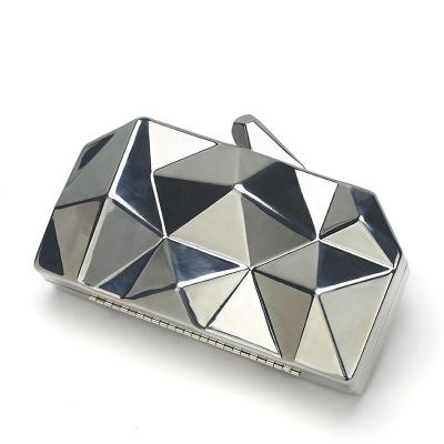 China New metal clutch rhombus pure unique geometric box women's bag geometric iron banquet evening handbag party wedding handbag for sale