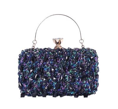 China Handmade Sequin Design Flower Evening Purse Wedding Handbag Beaded Clutch Purse For Party for sale