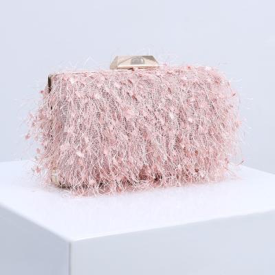 China Wholesale Party Evening Purse Clutch Bag Evening Handbags Party Wedding Elegant Plush Fringed Evening Clutch Bag Women Purse for sale