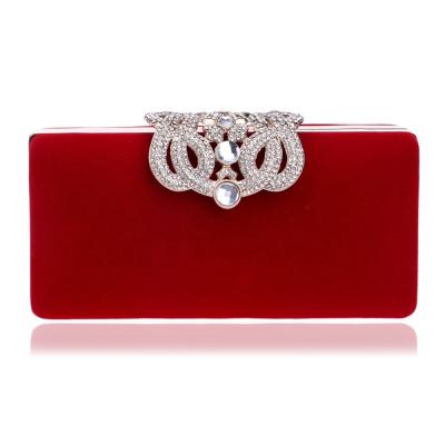 China Grace& Brand New High-grade Velvet Clutch Luxury Quality Rhinestone Crown Switch Wedding Handbag For Women Party Evening Clutch Bag for sale