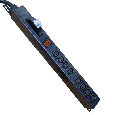 China Aluminum Alloy OIT 50A 240v 8 Ways Rack PDU c13 with Circuit Breaker Overload Protection for Server Case Cabinet for sale