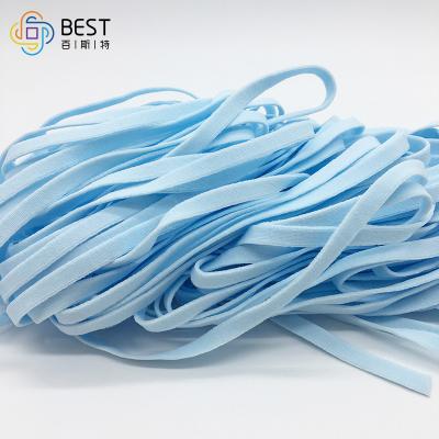 China Factory direct wholesales viable colored flat polyester elastic earloop 3.5mm 5.0mm width free sample for sale