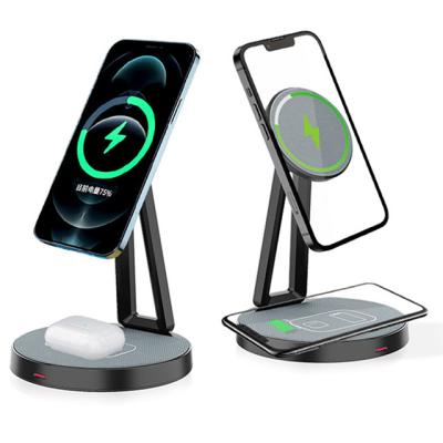 China For iPhone 13 Pro 13 Pro 13 Max Mini Adjustable Magnetic Phone Holder For iPhone 13 Mini Samsung Charger Station Wireless Charging 2 In 1 Fast Wireless Charger for sale