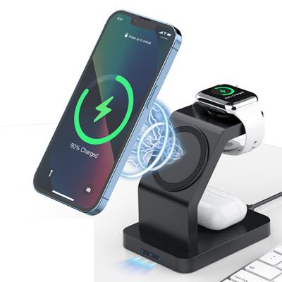 China Smart Watch 3 in 1 Magnetic Desktop Charger Wireless Stand for iPhone 13/12/Watch/Airpods Pro 15W Fast Cell Phone Wireless Chargers Stand for sale