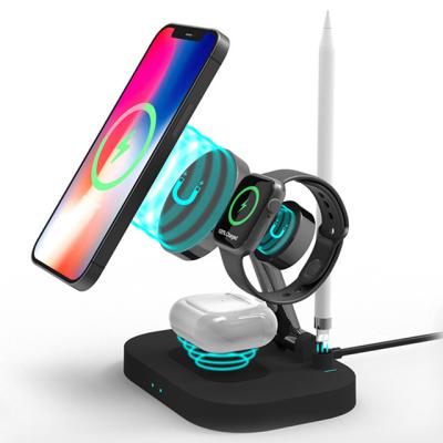 China For Airpods 2 3 pro Foldable Wireless Chargers For Apple Pencil iwatch iPhone 4 in 1 Charging Dock Multifunctional Magnetic Wireless Charger for sale