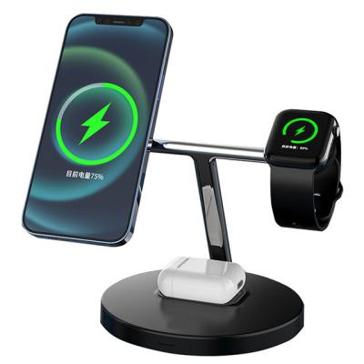 China 20W Desktop Wireless Charger Stand For Apple Desktop 3in1 Chargers Fast Magnetic Wireless Charger Stand for sale