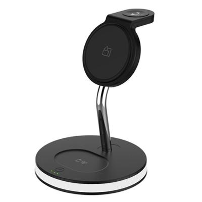 China 15W QI Desktop Wireless Chargers Stand Magnetic Night Desk Light Charging Stand 3 in 1 Wireless Charger for sale