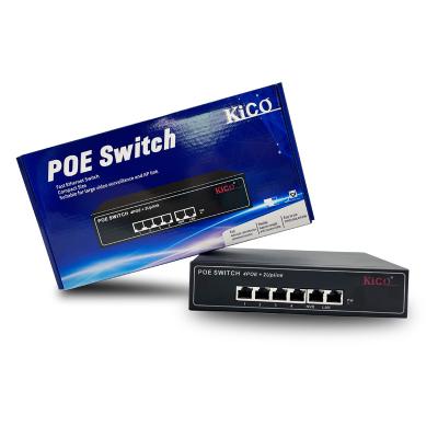 China ODM Ethernet RJ45 POE Switch 4 POE + 2 Uplink 100Mbps Compact Size For Large Video Surveillance And AP Link for sale