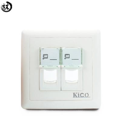 China Tipo 86 placa de pared de la red, placa frontal RJ45 RJ11 86*86m m de 2 puertos del módulo Rj45 en venta