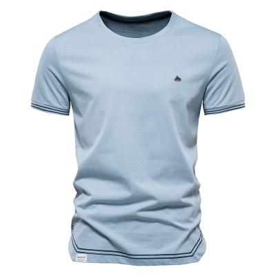 China Anti-wrinkle 2022 Summer Cotton Business Leisure Solid Color Men's High-end T-shirt Wholesale for sale