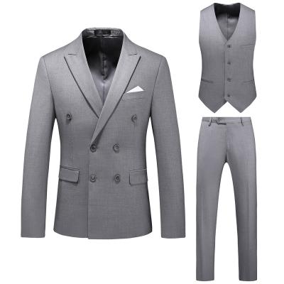 China Multicolor Large Size Cross Solid Color Three Piece Anti-wrinkle Hollow Out Suit Wholesale Men's Suit for sale