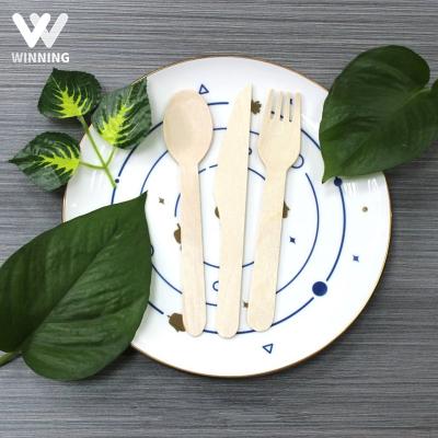 China Cheap Price Eco-Friendly 100% Bamboo Eco-Friendly Birchwood Disposable Cutlery Cutlery Set Customized for sale