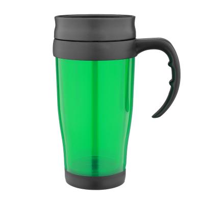 China 400ml Eco-friendly Plastic Mug Wholesale Customized Outdoor 14oz Double Wall Plastic Water Travel Coffee Mug With Handle for sale