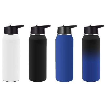 China PORTABLE Water Bottle 32oz Stainless Steel Double Wall Vacuum Flask Insulation Water Bottle With Straw And Wide Mouth Lids for sale