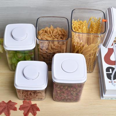 China Airtight Easy Open Free Snack Cereal Food Jars 5 Pcs BPA Clear Plastic Storage Boxes Dry Box Set Seal Airtight Storage Container for sale