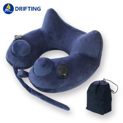 China Crystal Super Velvet U Shaped Head Neck Pillow Floating Comfortable Inflatable Travel Pillow for sale