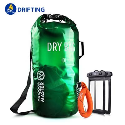 China Outdoor Accessories Green Travel Shoulder Duffel Bag Waterproof Tote Dry Bag For Kayaking for sale