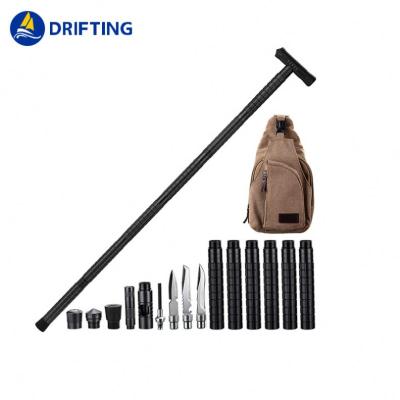 China Aluminum Low Price Wild Self Defense Raising Camping Self Defense Weapons Folding Walking Stick for sale