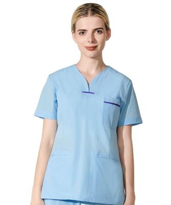 China Workplace Nurse Scrub Suit Lab Coat Patterns Clothing Medical Uniform Design Women White Cotton Cloth Material for sale