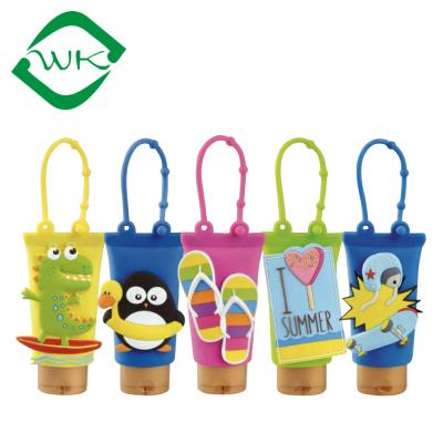 China Portable Promotional Easy Carry Custom Silicone Hand Sanitizer Holder With Glitter for sale