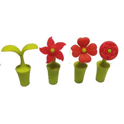 China New Design Flower Shape Food Grade Silicone Soft Wine Stopper Bottle Stopper for sale