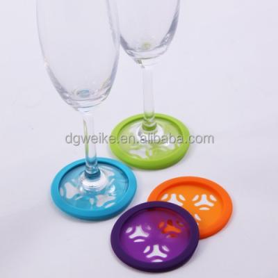 China Viable personalized non-slip silicone tumbler cup wine glass marker coaster for wedding gift for sale