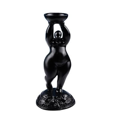 China Wholesale Bulk Natural China Obsidian Black Goddess Fertility Figurine Shaped Ball Holder for sale