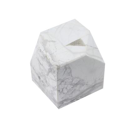 China China wholesale pure natural white turquoise heptahedron carving crystal crafts for sale