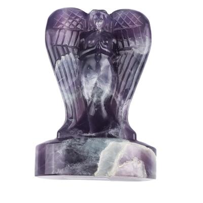 China Reiki New Arrivals Natural Healing Quartz Crystal Carved Purple Angel For Home Decoration for sale