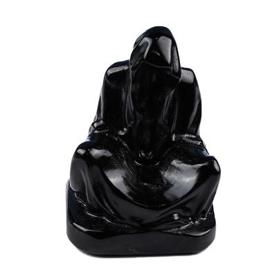 China Wholesale New Arrivals Reiki Natural Obsidian Wizard Witch Crystal Carving Figurine for Gifts or Decor for sale