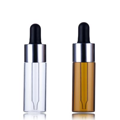 China Available Serum Stock 5Ml Mini Amber Black Essential Oil Glass Bottle With Silicone Bulb Dropper Rubber Head Pipette For Serum for sale