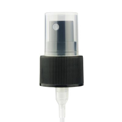 China Household 24mm Black Ribbed Fine Mist Pump For Pet Plastic Bottle for sale