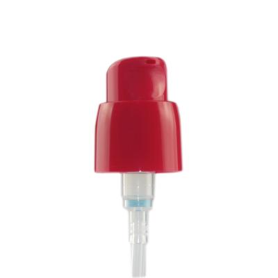 China Cosmetic Red Plastic Pump Hand Cream Squeezer 18MM For Glass Bottle for sale