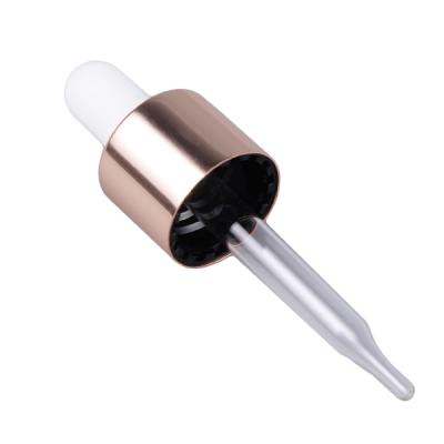 China 18 415 Rose Gold Luxury Shell Set Aluminum Dropper Pipets Silicone Rubber Head For Essential Packaging Luxury Serum for sale