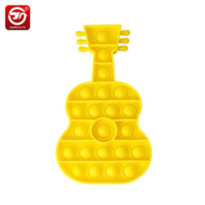 China 2021 Hot Selling Amazon Silicone Anxiety Relief Stress Reliever Noise Stir Toy For Anxiety Relief Stress Reliever Autism Guitar Push Pop Bubble Funny Gift for sale