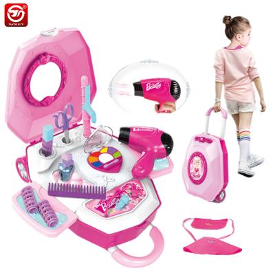 China SNAP Factory New Design Girl's Makeup Pretend Play Toys Battery Operated 2 In 1 DIY Beauty Hairstyle Set For Kids Children for sale