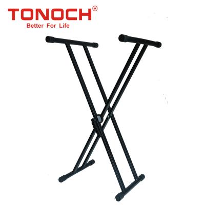 China Steel in tube factory direct sale X-structure double round piano keyboard stand for sale