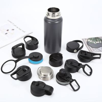 China 18oz 32oz 40oz Double Wall Stainless Steel Wide Mouth Vacuum Flask Viable Water Bottle With Straw for sale