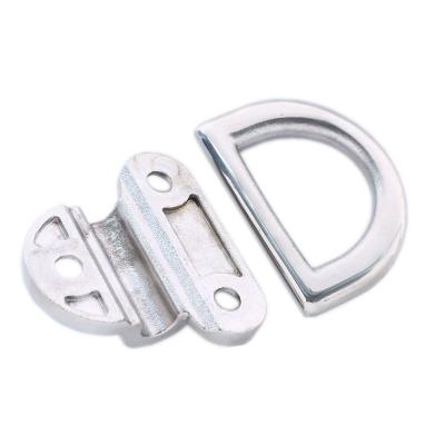 China Fixed Stainless Steel Plate With Eye Times D Ring Lashing Tie Down Cleat Protective D Ring Stainless Steel 316 for sale