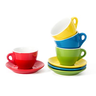 China Cheap Price Viable Color Cup Gloss Cappuccino Ceramic Coffee Cup And Saucer Set Custom Espresso European Ceramic Coffee Cup for sale