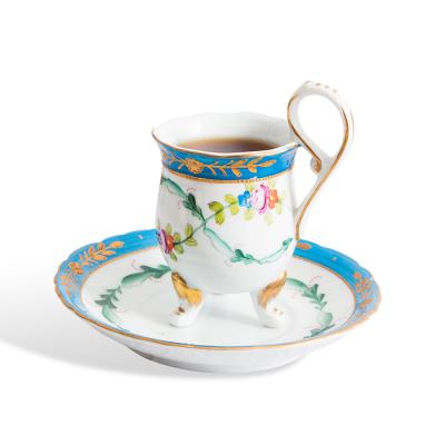 China Viable Factory Customized European Ceramic Coffee Cup And Saucer Set British Creative Afternoon Tea Cup Phnom Penh Cup And Saucer for sale