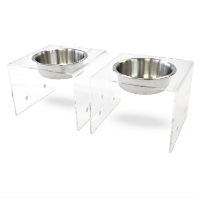 China Water Viable Clear Acrylic Cat Dog Dining Table Pet Dining Stand Feeder for sale