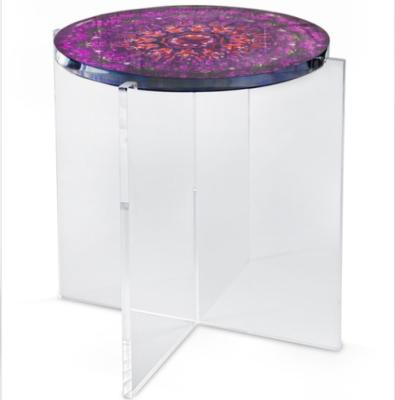 China Clear Acrylic Coffee Table Bed Table Coffee Table With Art Or Perspex Side Table for sale