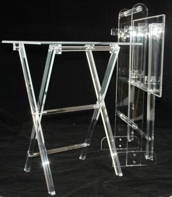 China Transparent Acrylic Coffee Table Home Furniture Acrylic Folding Snack Tables Set With Stand for sale