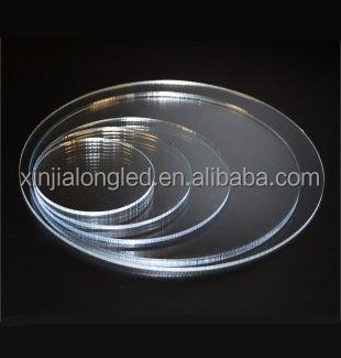 China Eco-friendly Transparent Custom Made Round Panel Perspex Lucite Ganache Dish Clear Lucite Acrylic Cake Plate for sale